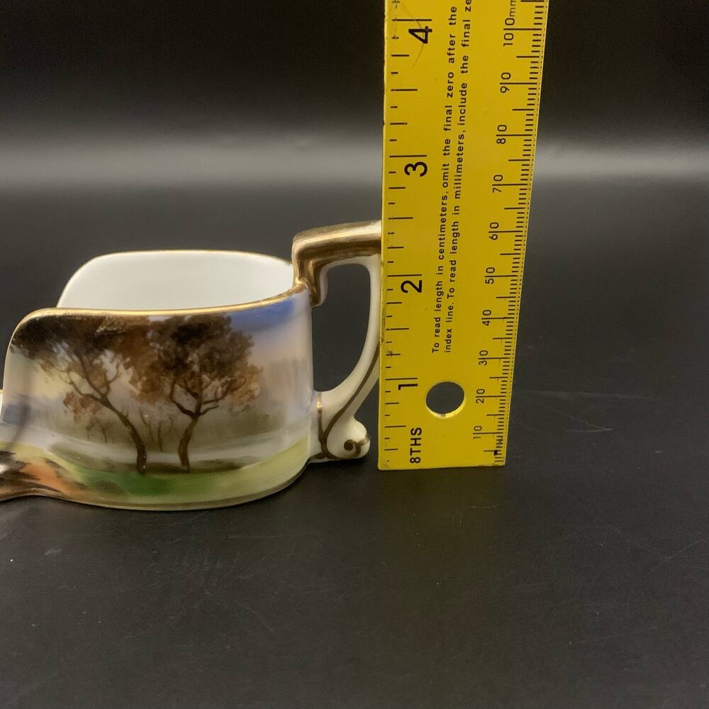 Antique 1918 Noritake Morimuru Porcelain Spoon Holder Hand Painted Landscape - Picture 15 of 16